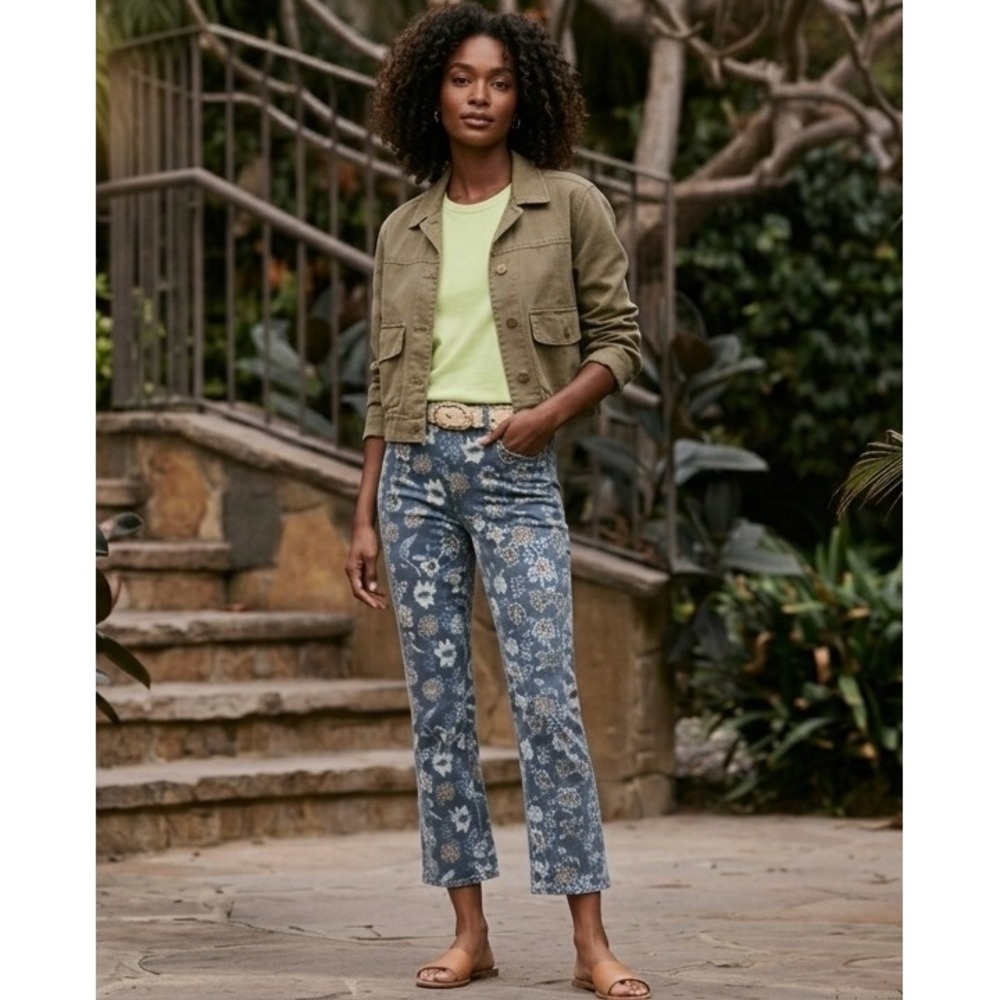 Joe's Jeans The Callie High Rise Cropped Boot Floral Pants 27 90s Y2K Retro Boho